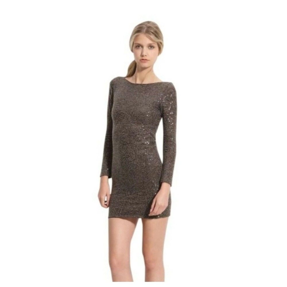 Women's Alice + Olivia Dress Size M Brown Sequin‎ Long Sleeve